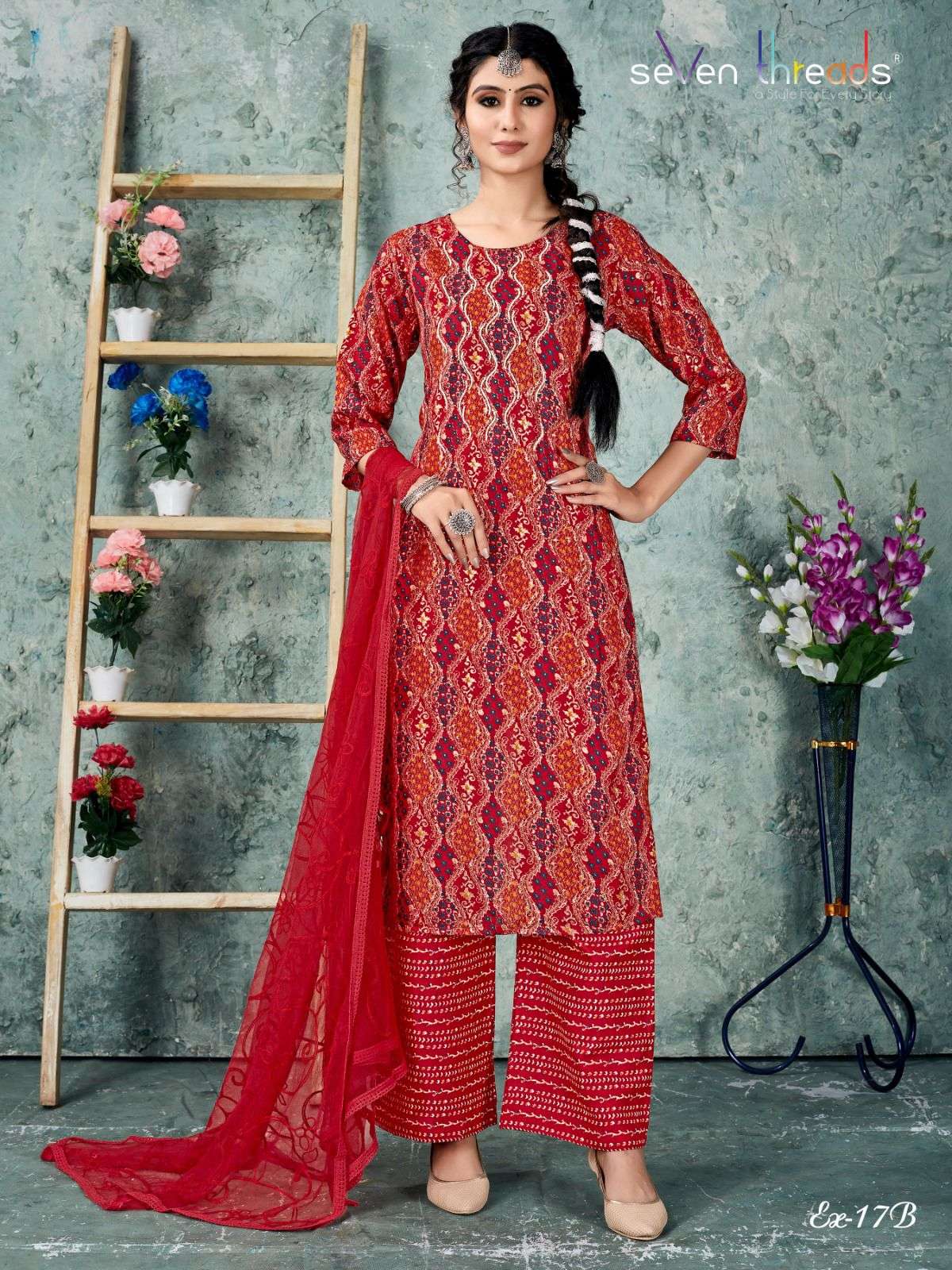 Ex Vol-17 By Seven Threads 17-A To 17-D Series Beautiful Suits Colorful Stylish Fancy Casual Wear & Ethnic Wear Cotton Print Dresses At Wholesale Price