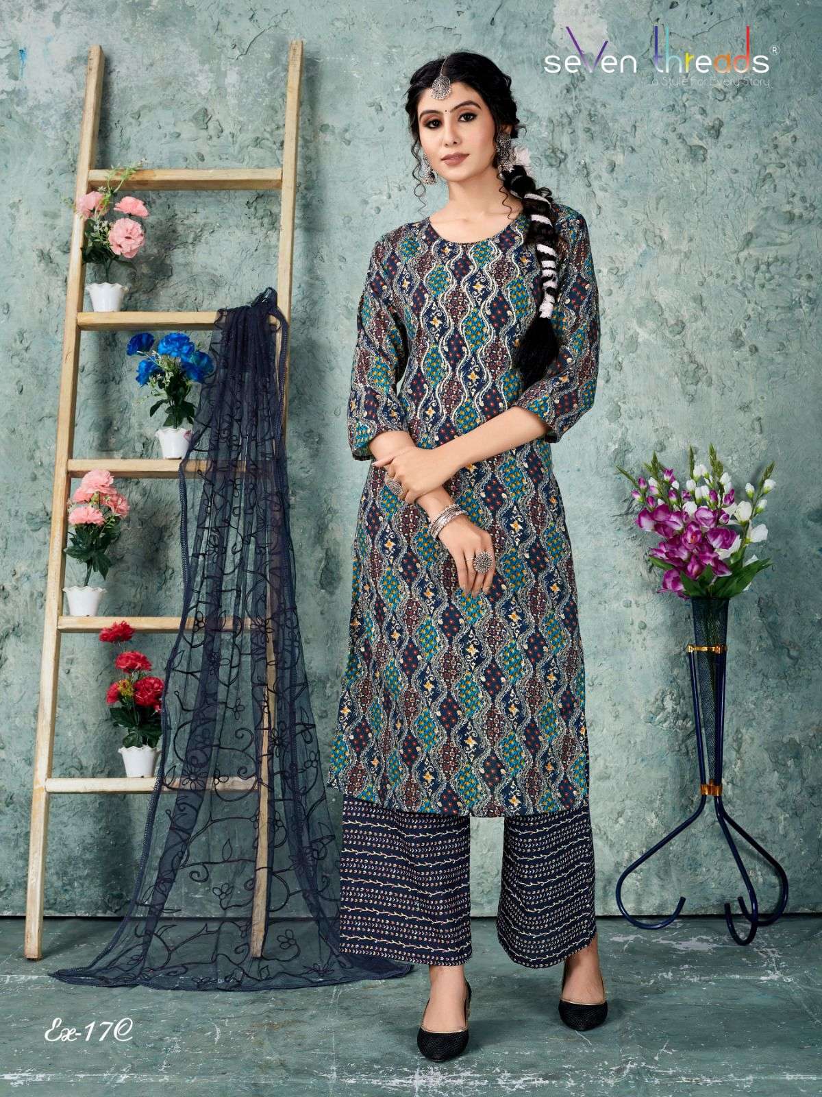 Ex Vol-17 By Seven Threads 17-A To 17-D Series Beautiful Suits Colorful Stylish Fancy Casual Wear & Ethnic Wear Cotton Print Dresses At Wholesale Price