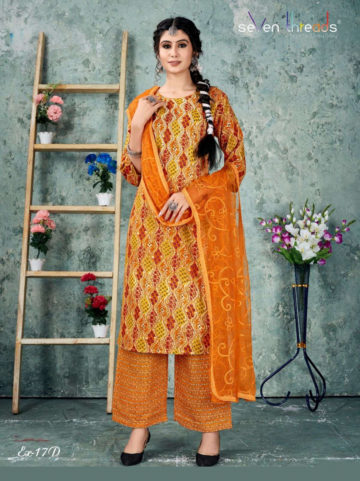 Ex Vol-17 By Seven Threads 17-A To 17-D Series Beautiful Suits Colorful Stylish Fancy Casual Wear & Ethnic Wear Cotton Print Dresses At Wholesale Price