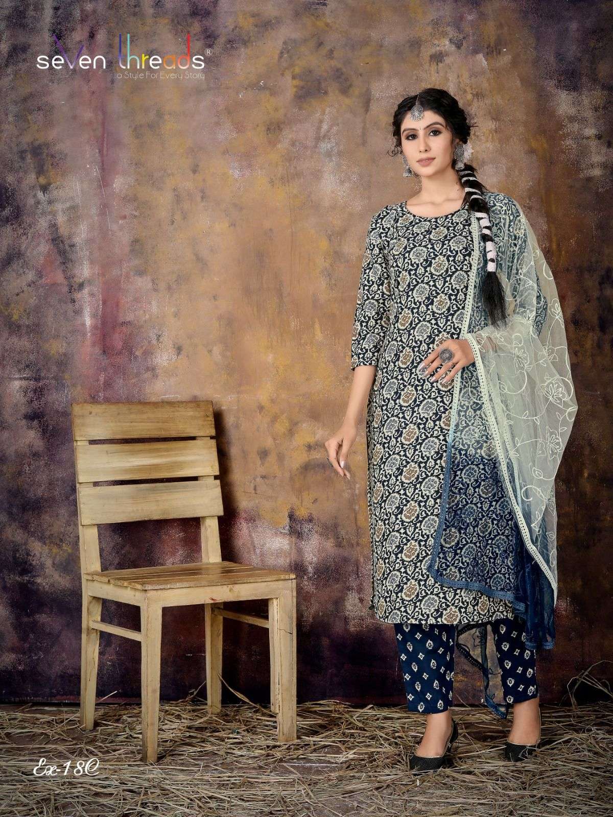 Ex Vol-18 By Seven Threads 18-A To 18-D Series Beautiful Suits Colorful Stylish Fancy Casual Wear & Ethnic Wear Cotton Print Dresses At Wholesale Price