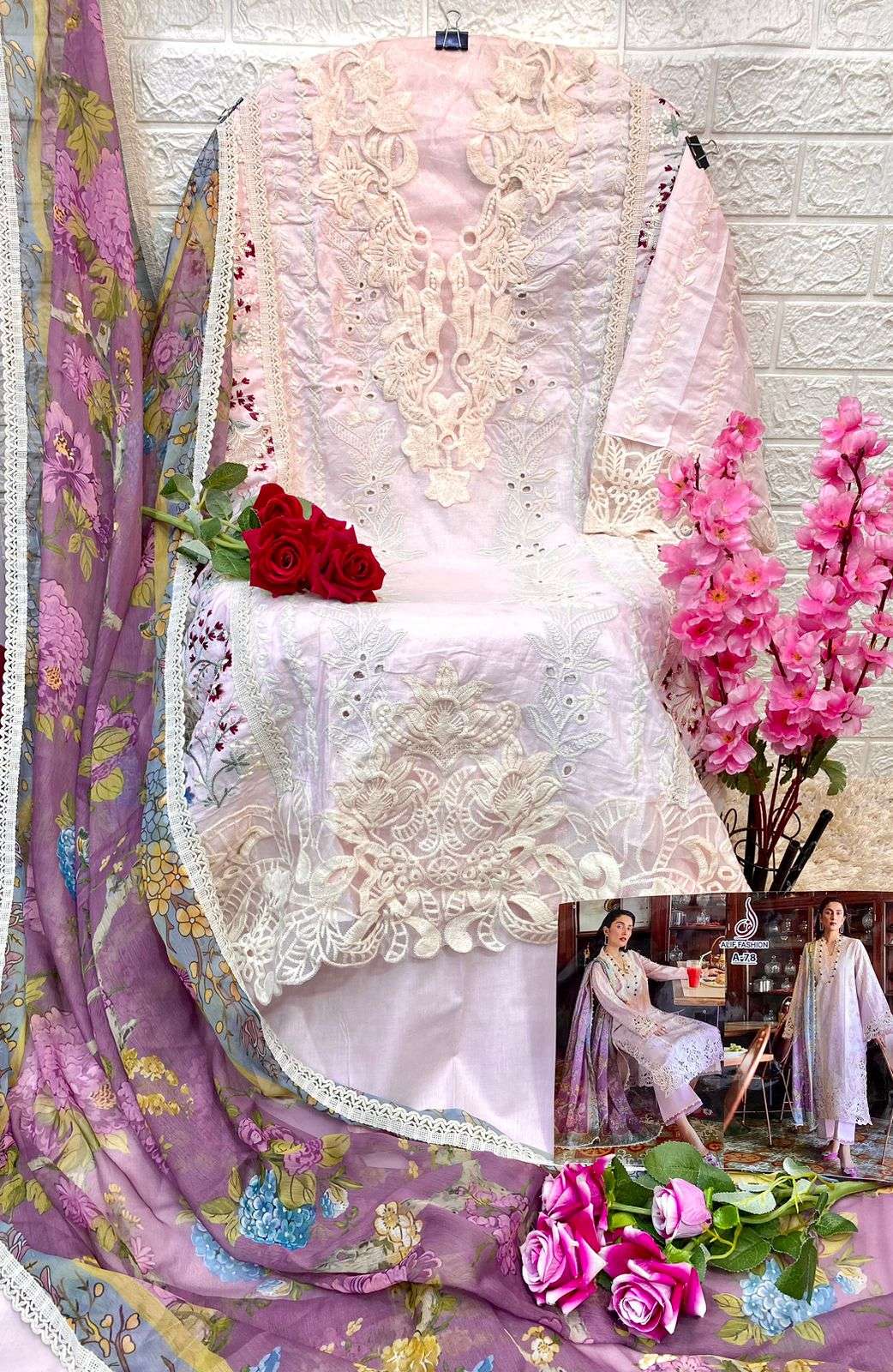 Alif Hit Design A-78 By Alif Fashion Pakistani Suits Beautiful Fancy Colorful Stylish Party Wear & Occasional Wear Pure Cambric Cotton With Embroidery Dresses At Wholesale Price