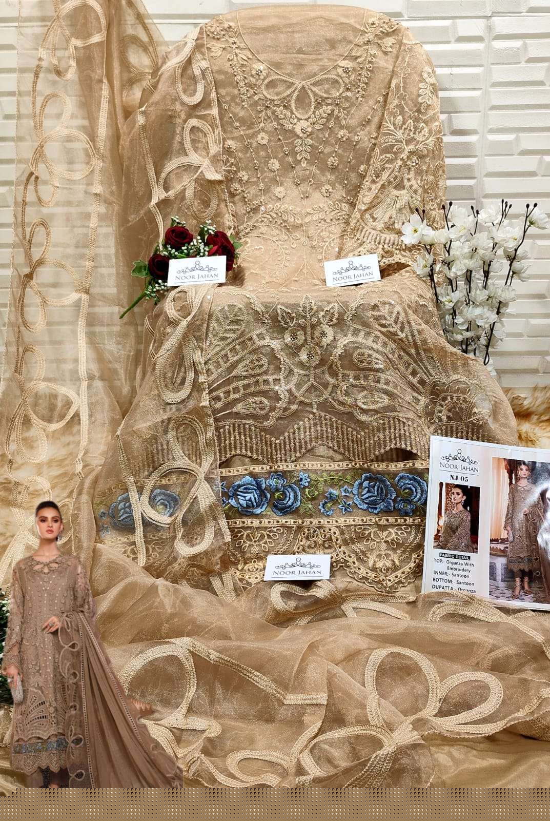 Noor Jahan Hit Design 05 By Fashid Wholesale Designer Pakistani Suits Beautiful Fancy Colorful Stylish Party Wear & Occasional Wear Heavy Organza Embroidered Dresses At Wholesale Price