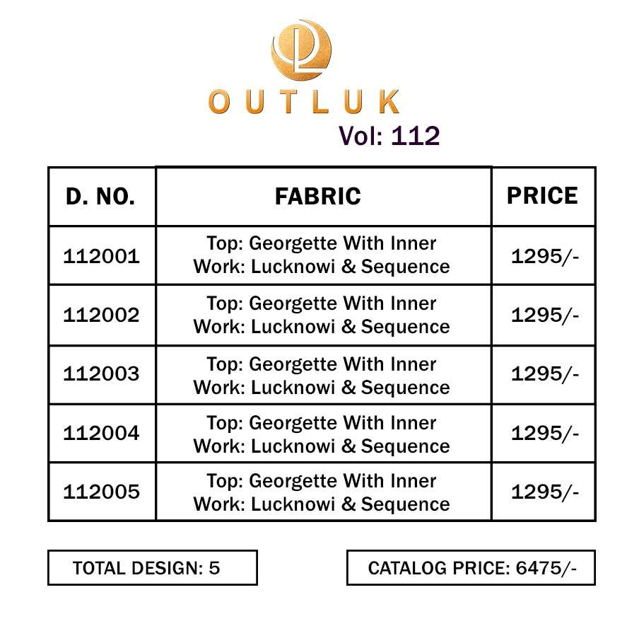 Outluk Vol-112 By Fashid Wholesale 112001 To 112005 Series Beautiful Colorful Stylish Fancy Casual Wear & Ethnic Wear & Ready To Wear Georgette Kurtas With Pajamas At Wholesale Price