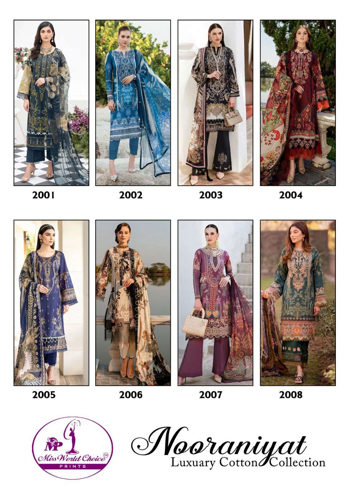 Nooraniyat Vol-2 By Miss World Choice 2001 To 2008 Series Beautiful Stylish Suits Fancy Colorful Casual Wear & Ethnic Wear & Ready To Wear Cotton Printed Dresses At Wholesale Price