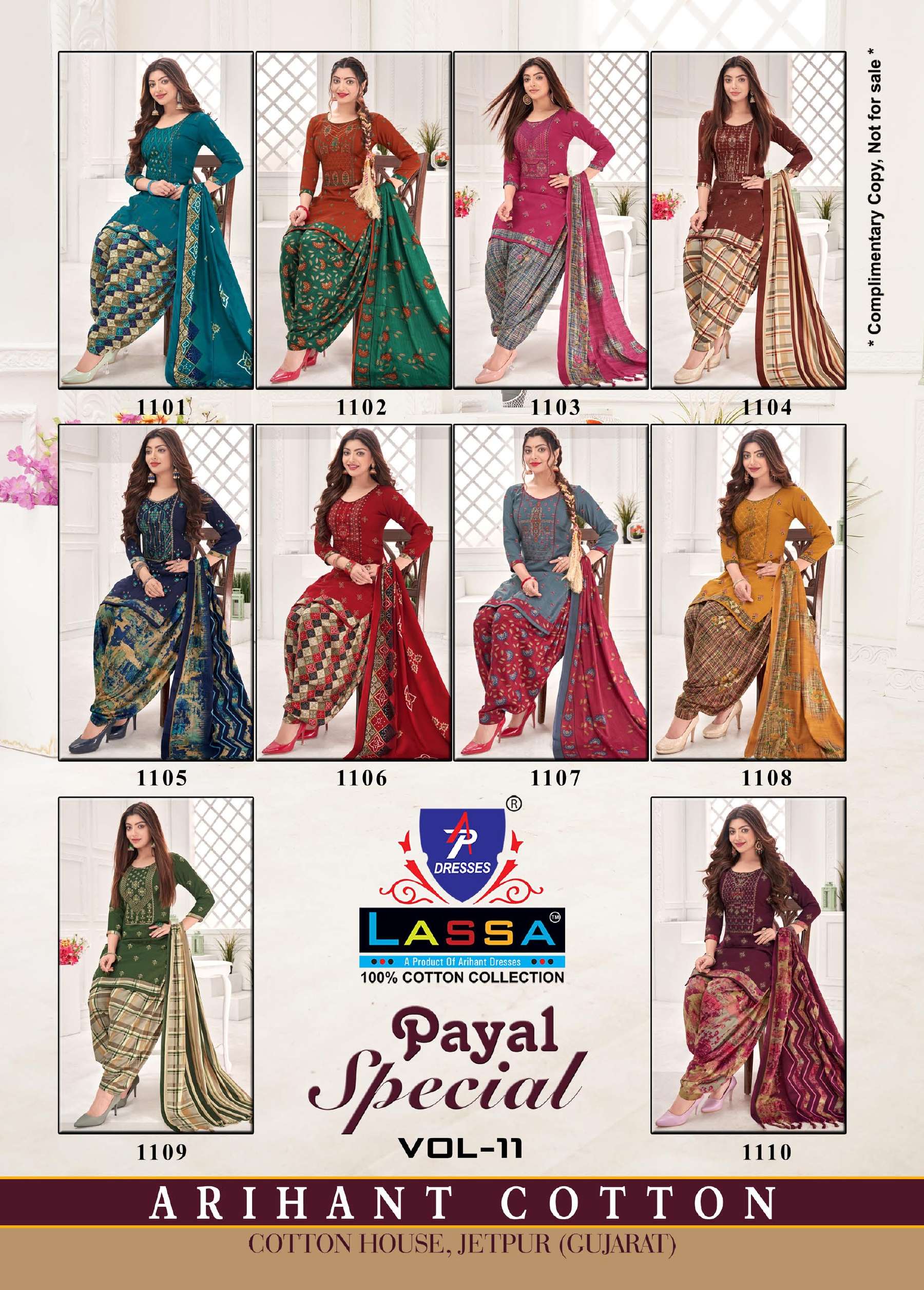 Payal Special Vol-11 By Lassa 1101 To 1110 Series Beautiful Festive Suits Colorful Stylish Fancy Casual Wear & Ethnic Wear Pure Cotton Print Dresses At Wholesale Price