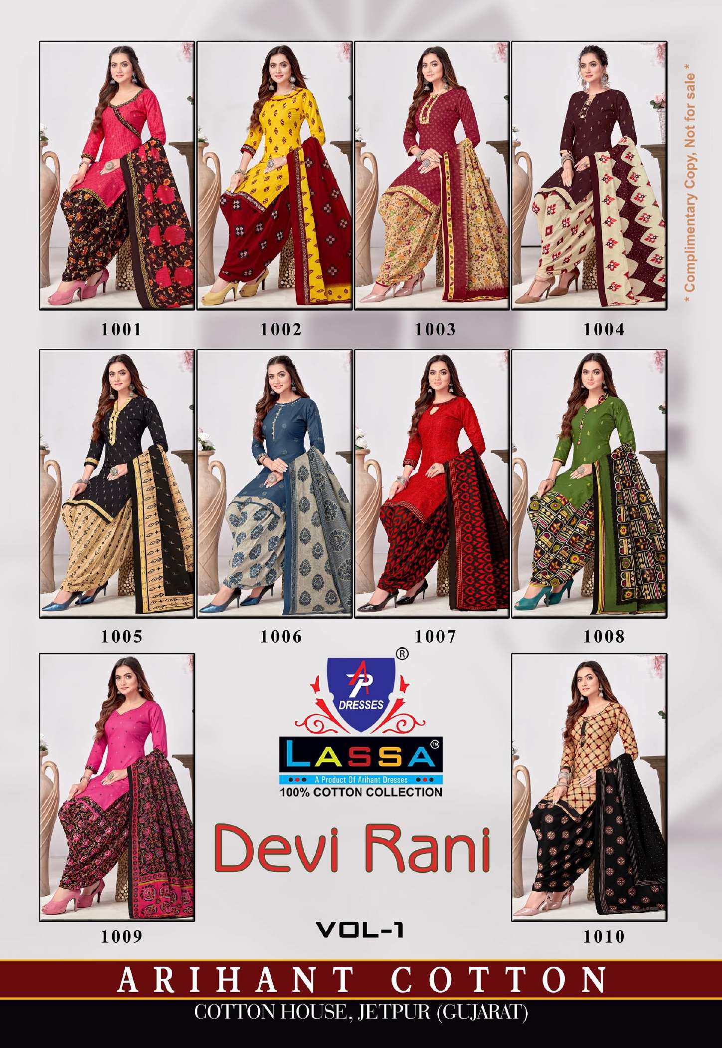 Devi Rani Vol-1 By Lassa 1001 To 1010 Series Beautiful Festive Suits Colorful Stylish Fancy Casual Wear & Ethnic Wear Pure Cotton Print Dresses At Wholesale Price
