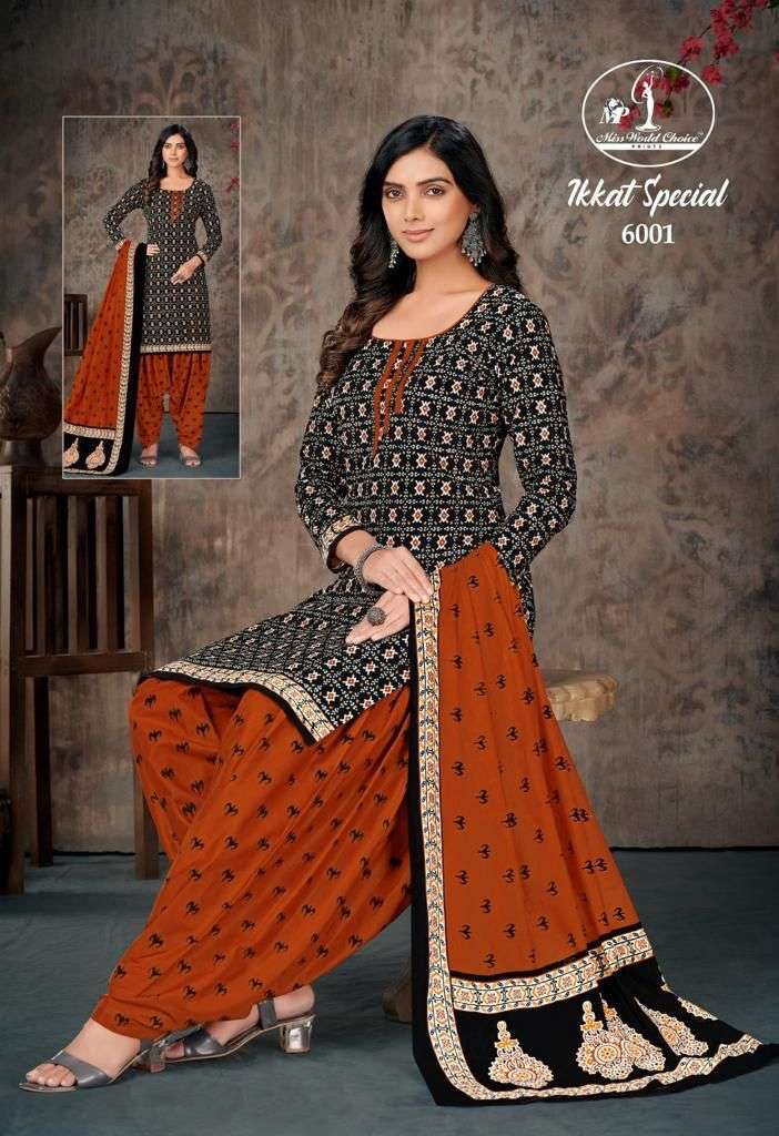 Ikkat Special Vol-6 By Miss World Choice 1001 To 1010 Series Beautiful Stylish Festive Suits Fancy Colorful Casual Wear & Ethnic Wear & Ready To Wear Heavy Cambric Cotton Dresses At Wholesale Price