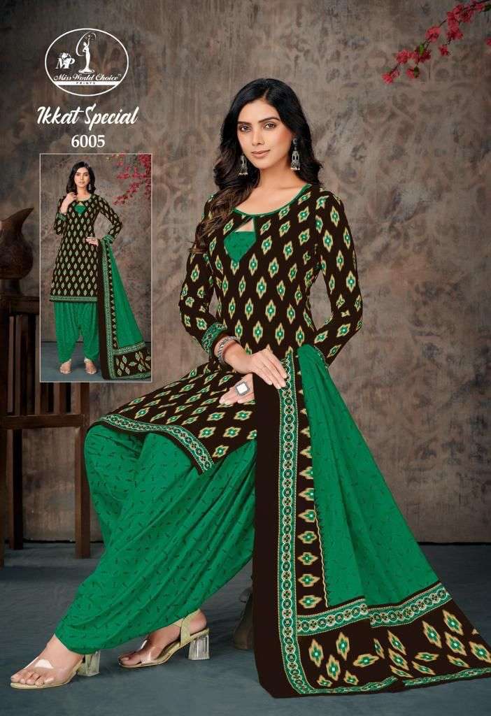 Ikkat Special Vol-6 By Miss World Choice 1001 To 1010 Series Beautiful Stylish Festive Suits Fancy Colorful Casual Wear & Ethnic Wear & Ready To Wear Heavy Cambric Cotton Dresses At Wholesale Price
