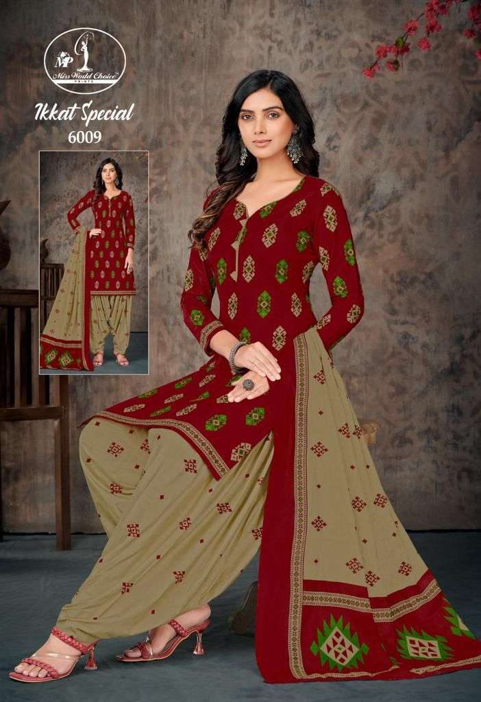 Ikkat Special Vol-6 By Miss World Choice 1001 To 1010 Series Beautiful Stylish Festive Suits Fancy Colorful Casual Wear & Ethnic Wear & Ready To Wear Heavy Cambric Cotton Dresses At Wholesale Price