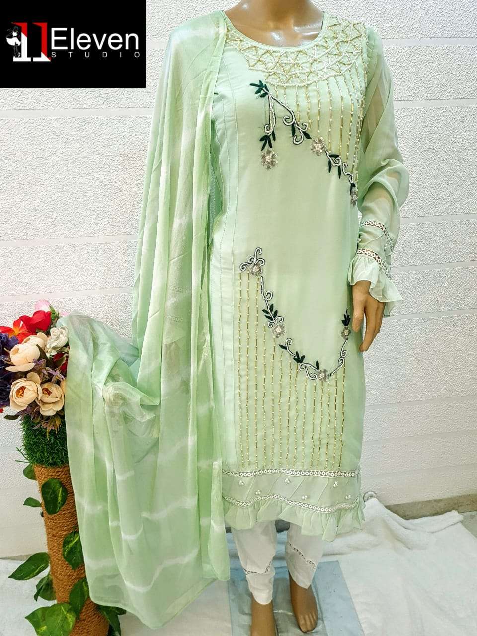 Eleven 1104 Colours By Eleven Studio 1104-A To 1104-B Series Designer Pakistani Suits Beautiful Fancy Stylish Colorful Party Wear & Occasional Wear Pure Georgette Embroidery Dresses At Wholesale Price