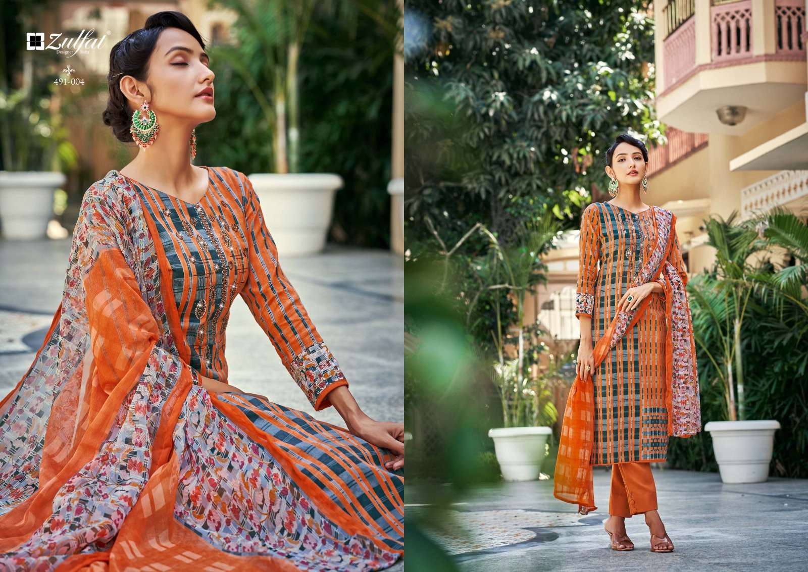 Adaa By Zulfat 491-001 To 491-08 Series Beautiful Suits Colorful Stylish Fancy Casual Wear & Ethnic Wear Pure Jam Cotton Print Dresses At Wholesale Price