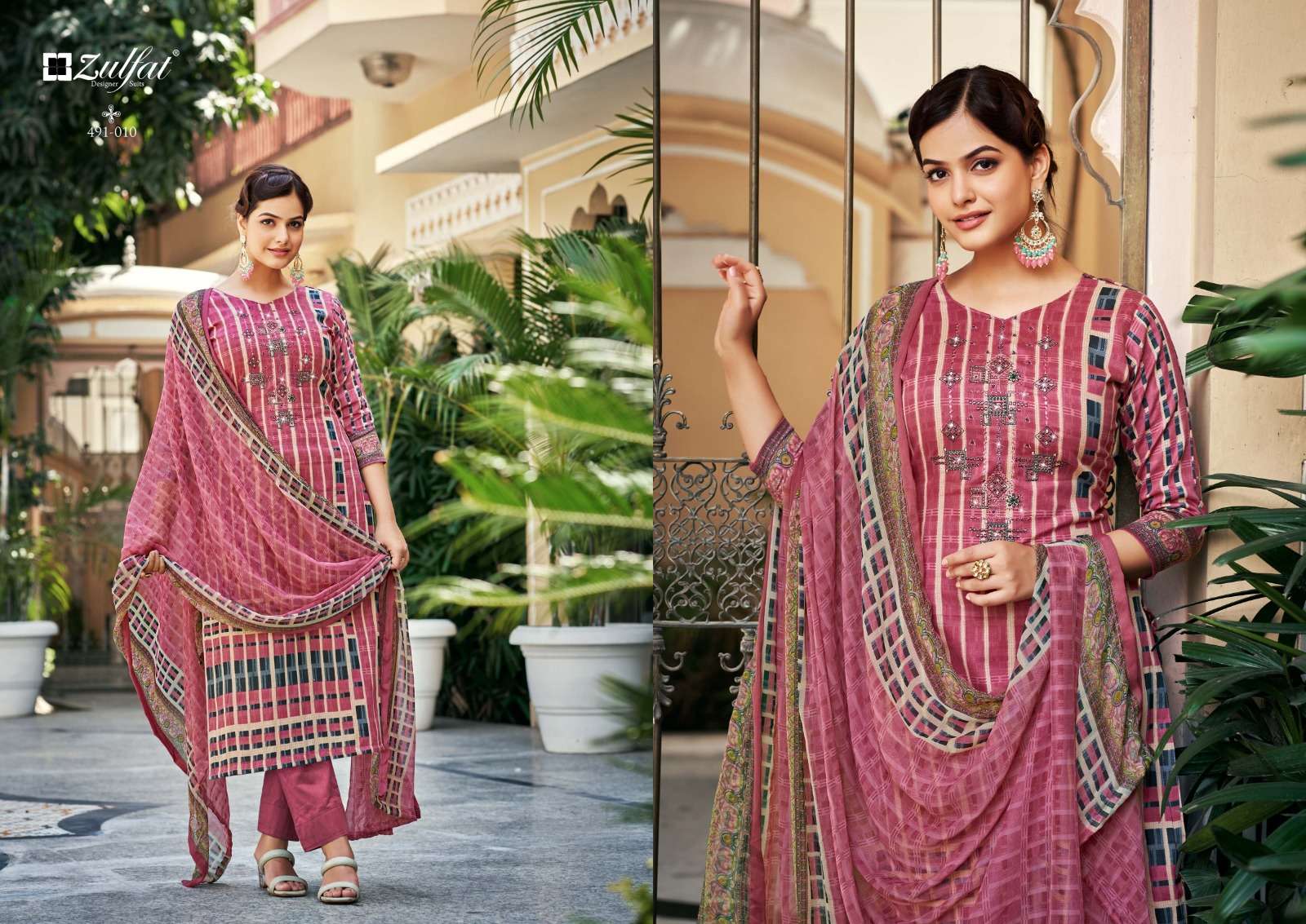 Adaa By Zulfat 491-001 To 491-08 Series Beautiful Suits Colorful Stylish Fancy Casual Wear & Ethnic Wear Pure Jam Cotton Print Dresses At Wholesale Price