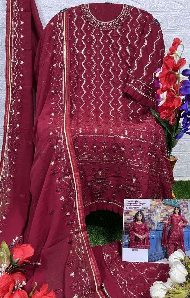 Mishaal Hit Design 9006 By Mishaal Fab Beautiful Pakistani Suits Stylish Colorful Fancy Casual Wear & Ethnic Wear Faux Georgette Embroidered Dresses At Wholesale Price