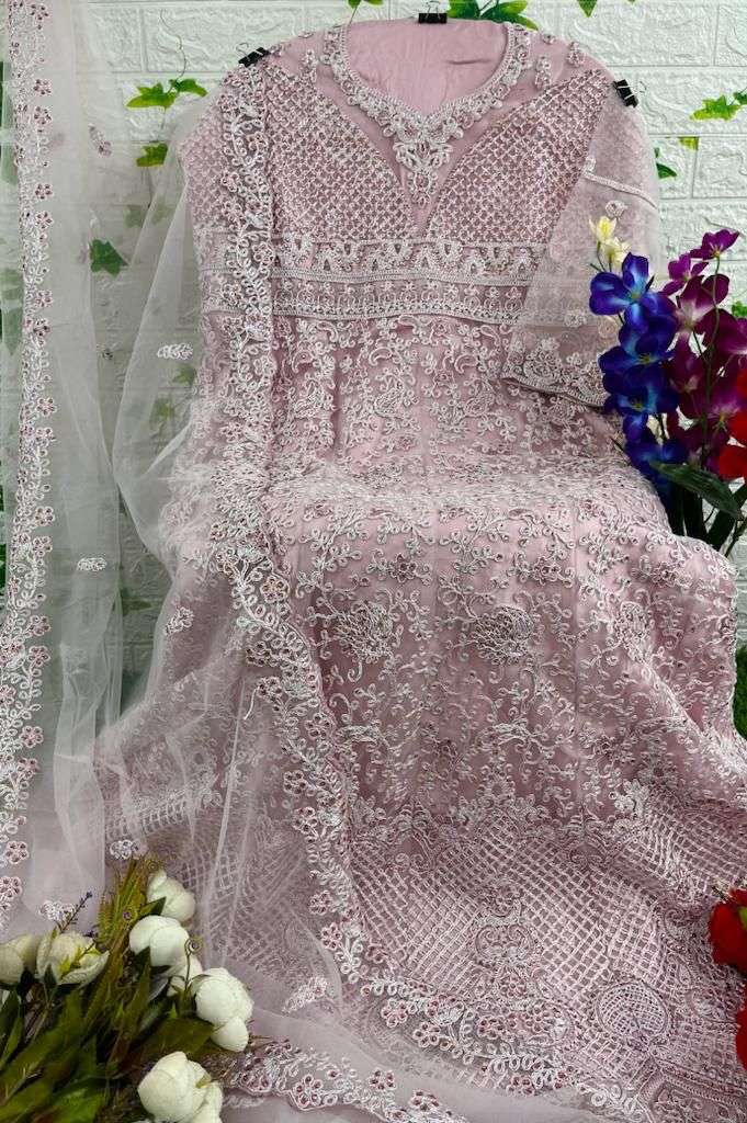 Mishaal 4001 Series By Mishaal Fab 4001 To 4004 Series Beautiful Pakistani Suits Stylish Colorful Fancy Casual Wear & Ethnic Wear Net Embroidered Dresses At Wholesale Price