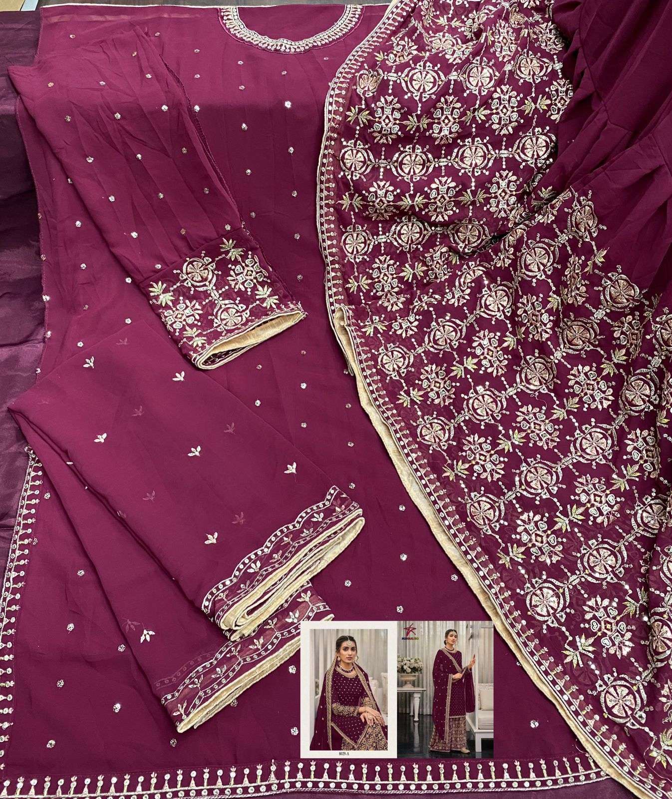 Mishaal 8029 Colours By Mishaal Fab 8029-A To 8029-D Series Beautiful Pakistani Suits Stylish Colorful Fancy Casual Wear & Ethnic Wear Heavy Georgette Embroidered Dresses At Wholesale Price
