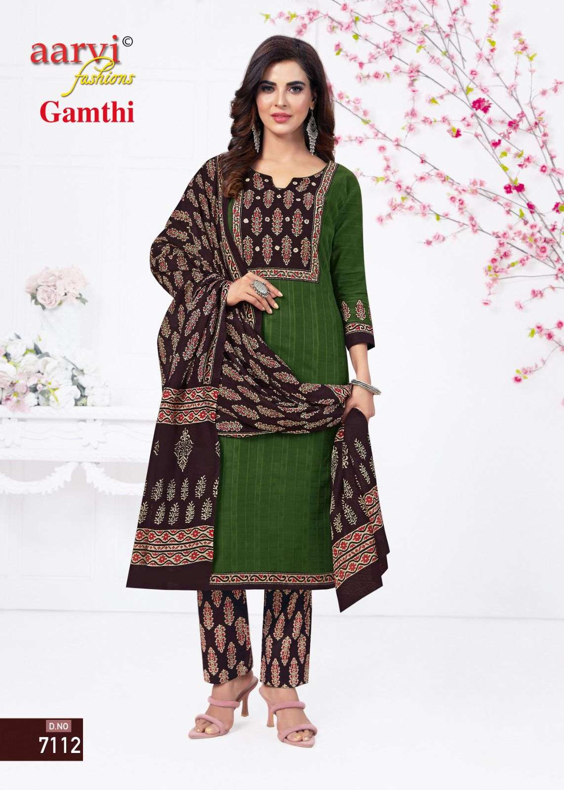 Gamthi Vol-1 By Aarvi Fashion 7107 To 7114 Series Beautiful Stylish Suits Fancy Colorful Casual Wear & Ethnic Wear & Ready To Wear Pure Cotton Printed Dresses At Wholesale Price
