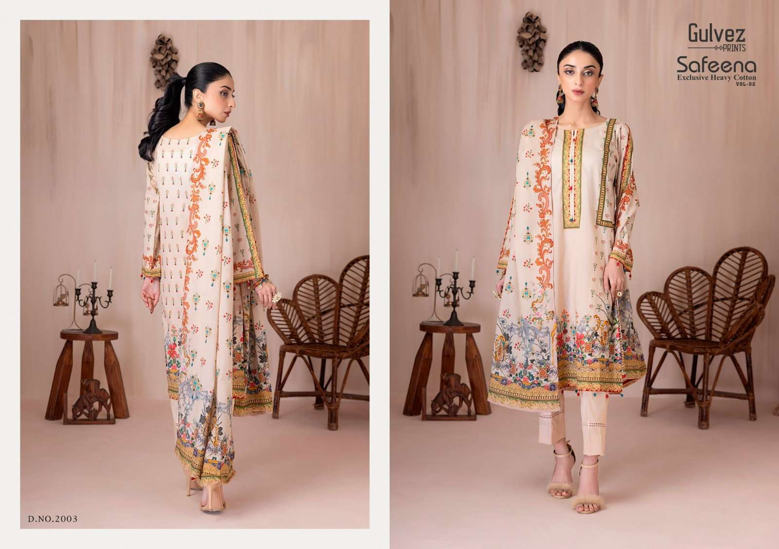 Safeena Vol-2 By Gulvez Prints 2001 To 2006 Series Festive Suits Beautiful Fancy Colorful Stylish Party Wear & Occasional Wear Pure Cotton With Embroidery Dresses At Wholesale Price