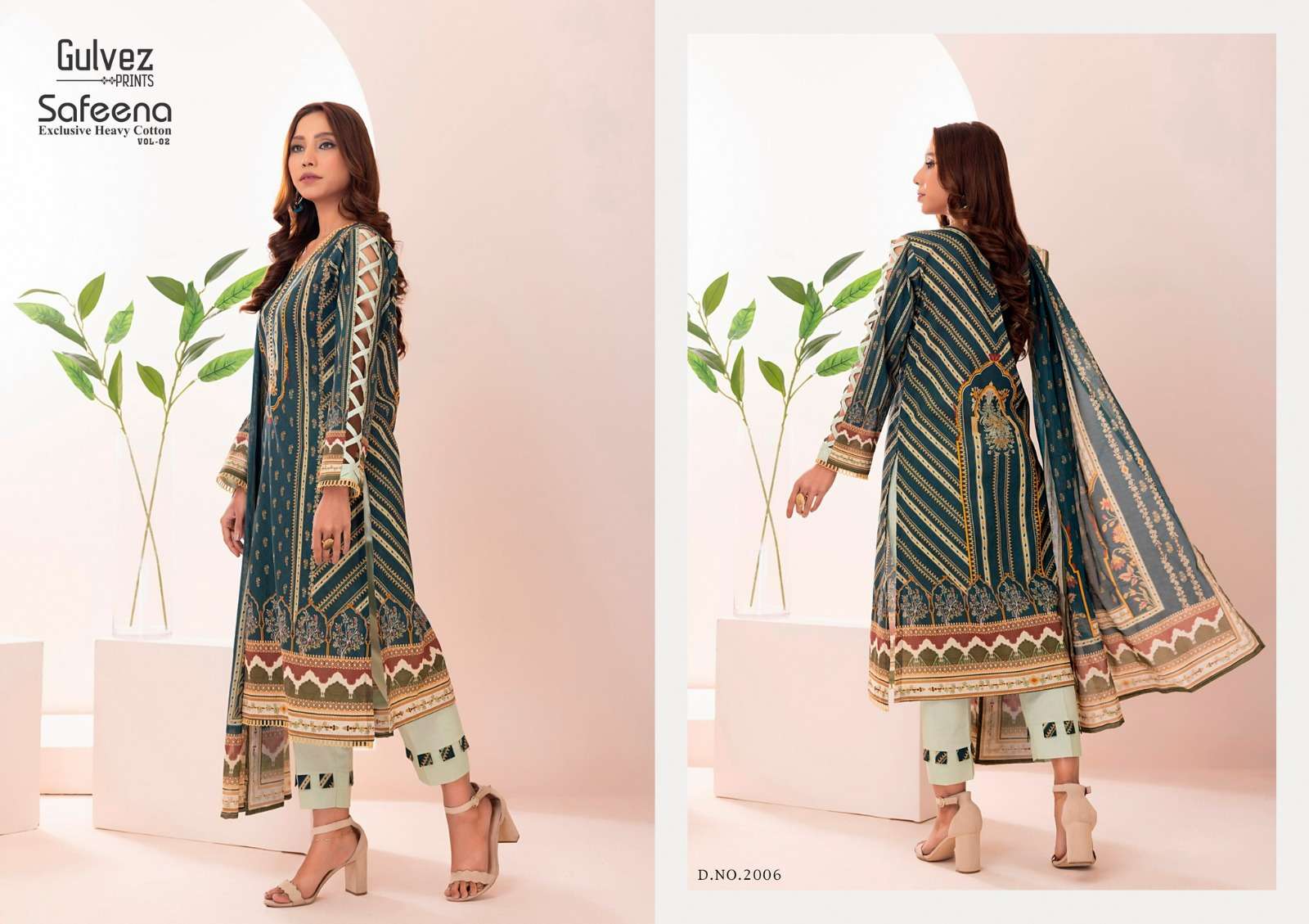 Safeena Vol-2 By Gulvez Prints 2001 To 2006 Series Festive Suits Beautiful Fancy Colorful Stylish Party Wear & Occasional Wear Pure Cotton With Embroidery Dresses At Wholesale Price