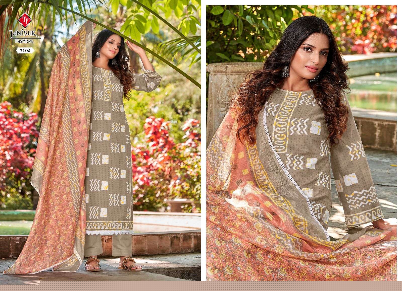 Sanah The Beauty By Tanishk Fashion 7101 To 7108 Series Beautiful Stylish Festive Suits Fancy Colorful Casual Wear & Ethnic Wear & Ready To Wear Pure Cotton Print Dresses At Wholesale Price