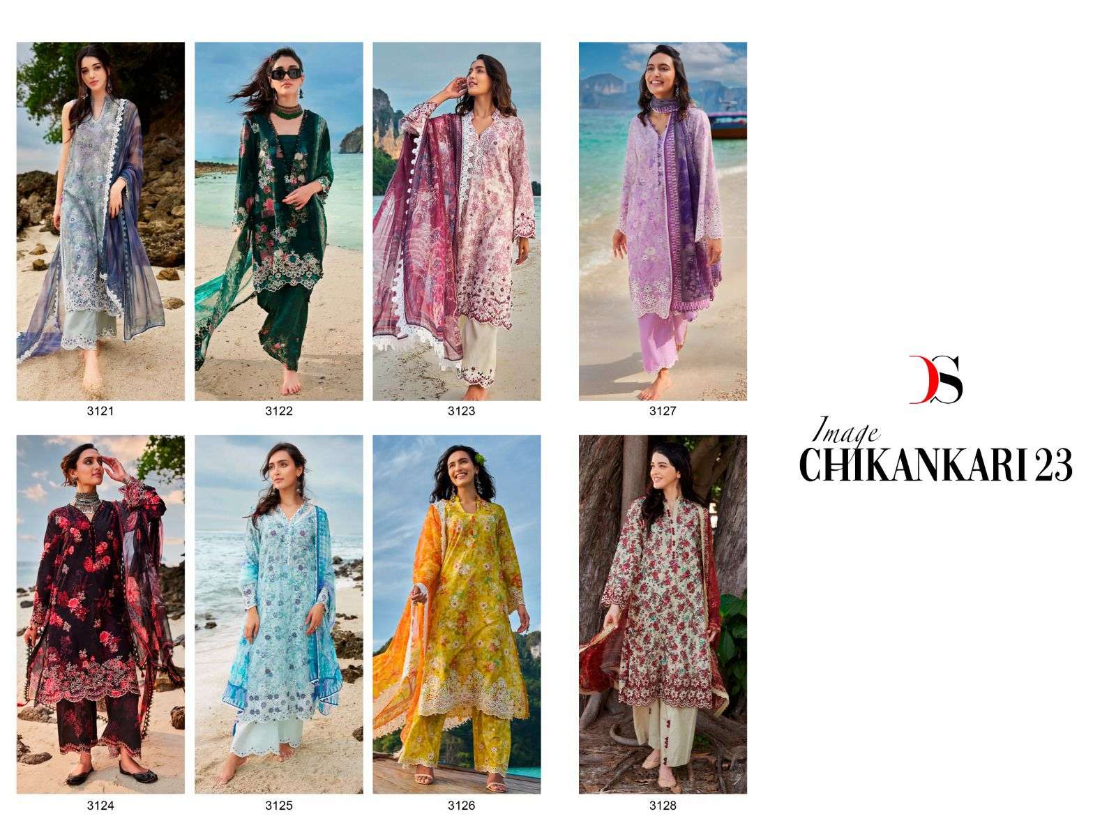 Image Chikankari-23 By Deepsy Suits 3121 To 3128 Series Beautiful Pakistani Suits Stylish Fancy Colorful Party Wear & Occasional Wear Pure Cotton With Embroidery Dresses At Wholesale Price