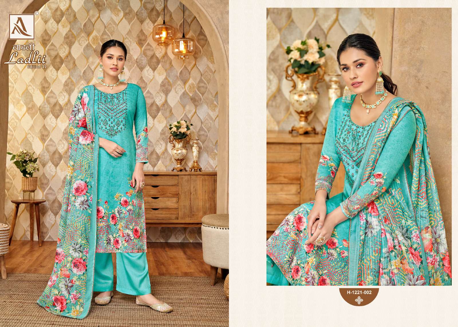 Ladlii Vol-11 By Alok Suits 1221-001 To 1221-008 Series Beautiful Festive Suits Colorful Stylish Fancy Casual Wear & Ethnic Wear Pure Jam Cotton Print With Embroidered Dresses At Wholesale Price