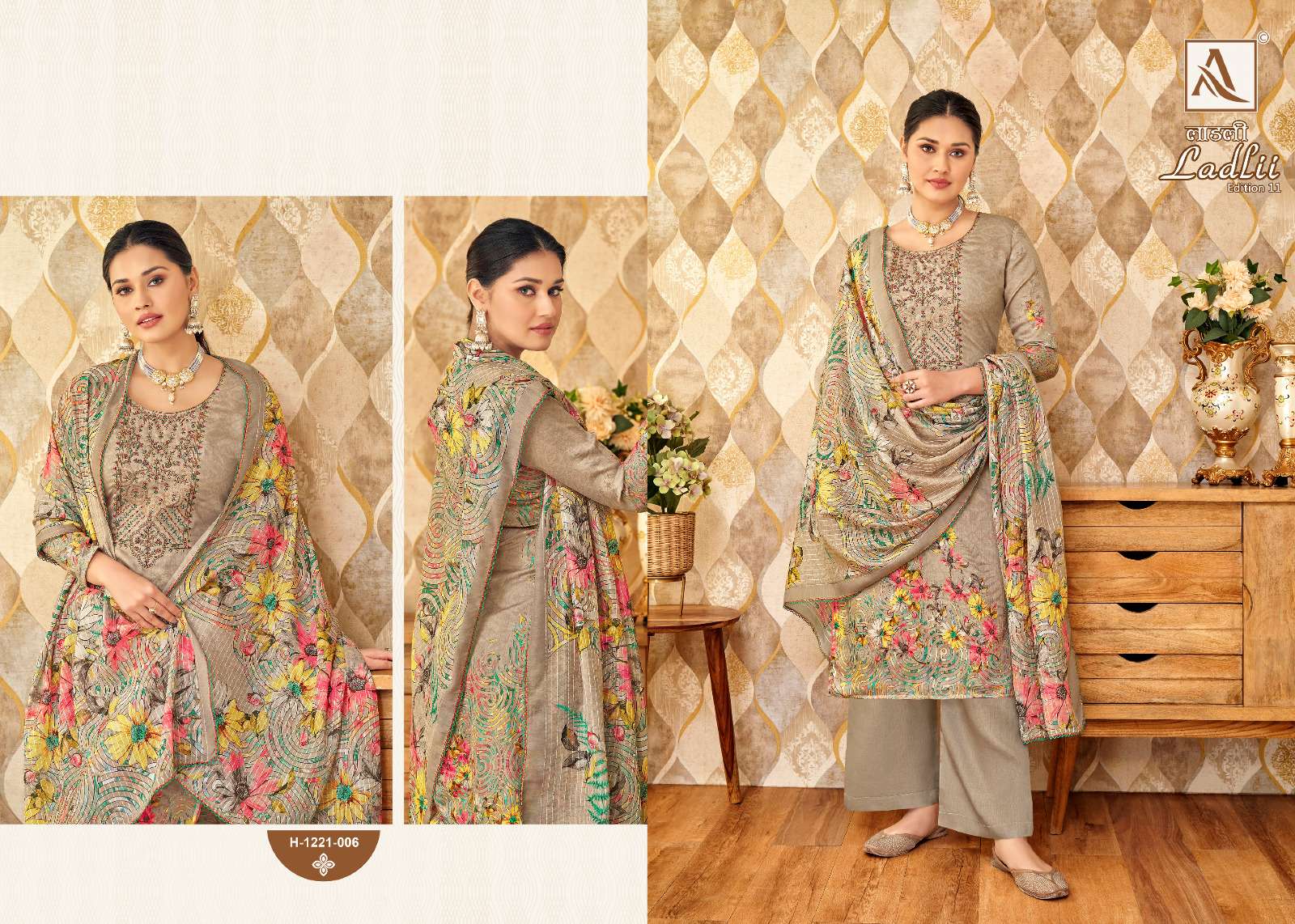 Ladlii Vol-11 By Alok Suits 1221-001 To 1221-008 Series Beautiful Festive Suits Colorful Stylish Fancy Casual Wear & Ethnic Wear Pure Jam Cotton Print With Embroidered Dresses At Wholesale Price