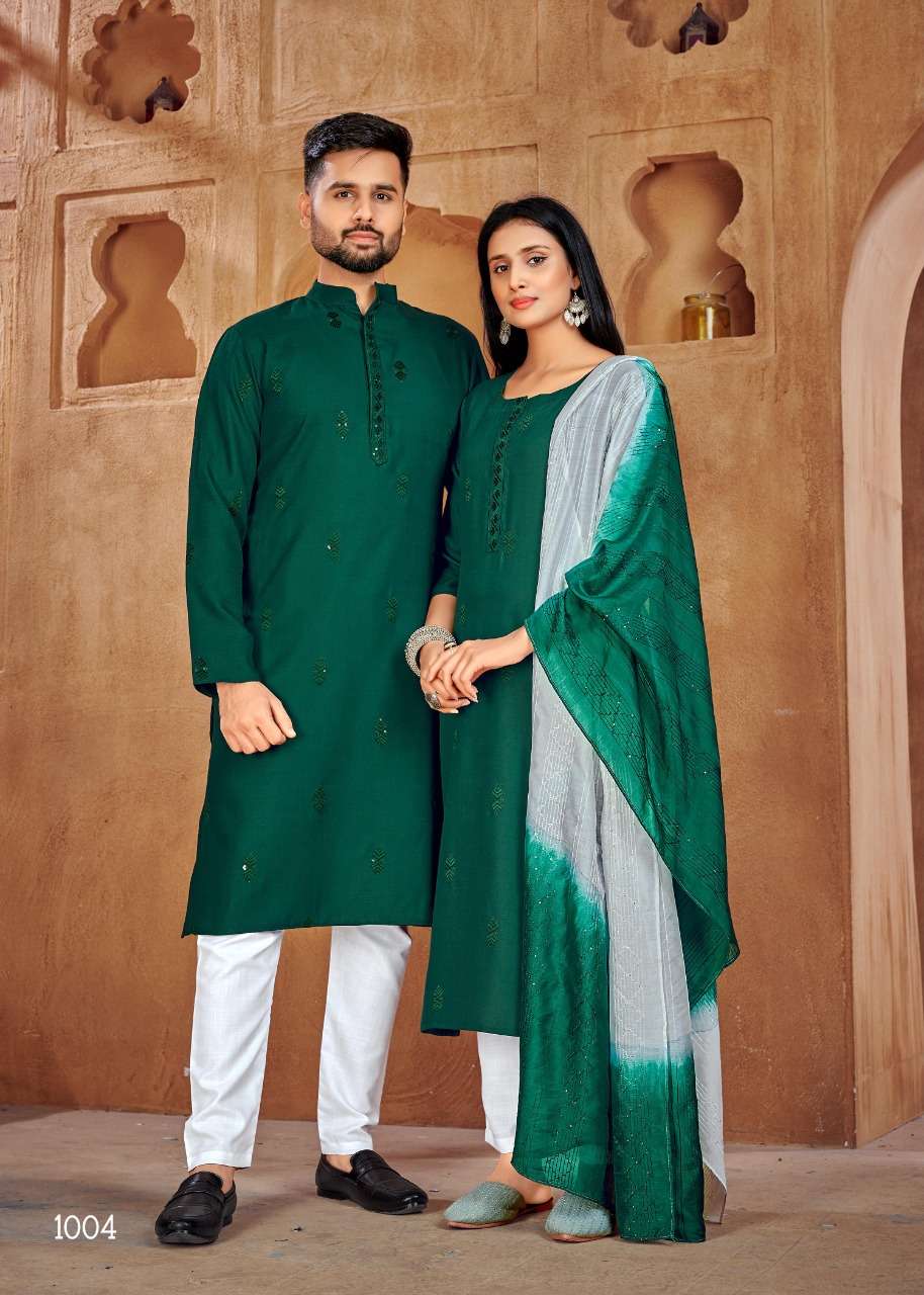 Couple Goal Vol-2 By Fashid Wholesale 1001 To 1007 Series Beautiful Colorful Stylish Fancy Casual Wear & Ethnic Wear & Ready To Wear Pure Cotton Dresses And Kurtas At Wholesale Price