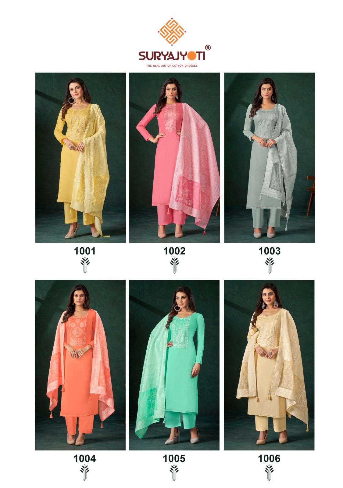 Khaab Vol-1 By Suryajyoti 1001 To 1006 Series Suits Beautiful Fancy Colorful Stylish Party Wear & Occasional Wear Jam Satin Embroidered Dresses At Wholesale Price