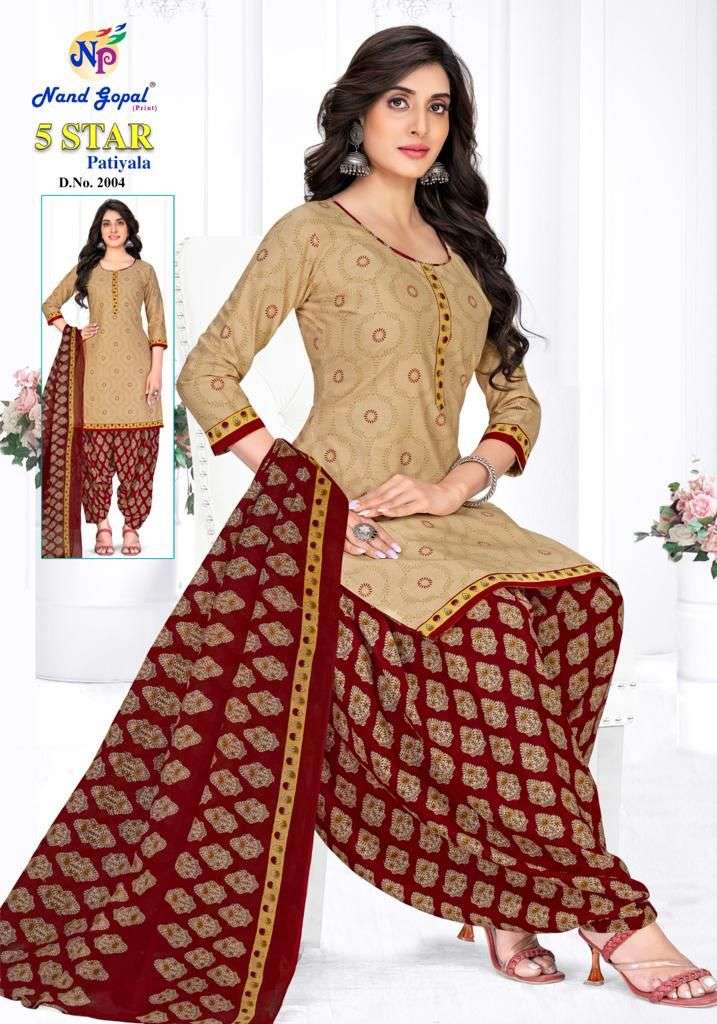 5 Star Patiyala Vol-2 By Nand Gopal Prints 2001 To 2012 Series Beautiful Stylish Suits Fancy Colorful Casual Wear & Ethnic Wear & Ready To Wear Heavy Cotton Printed Dresses At Wholesale Price
