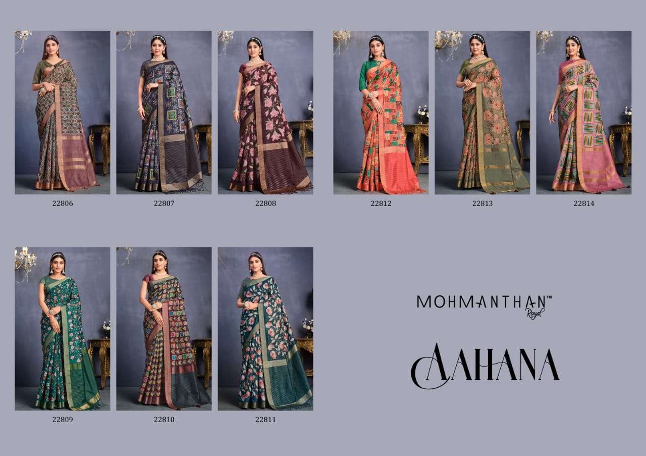 Aahana By Mohmanthan 22806 To 22814 Series Indian Traditional Wear Collection Beautiful Stylish Fancy Colorful Party Wear & Occasional Wear Tussar Silk Sarees At Wholesale Price