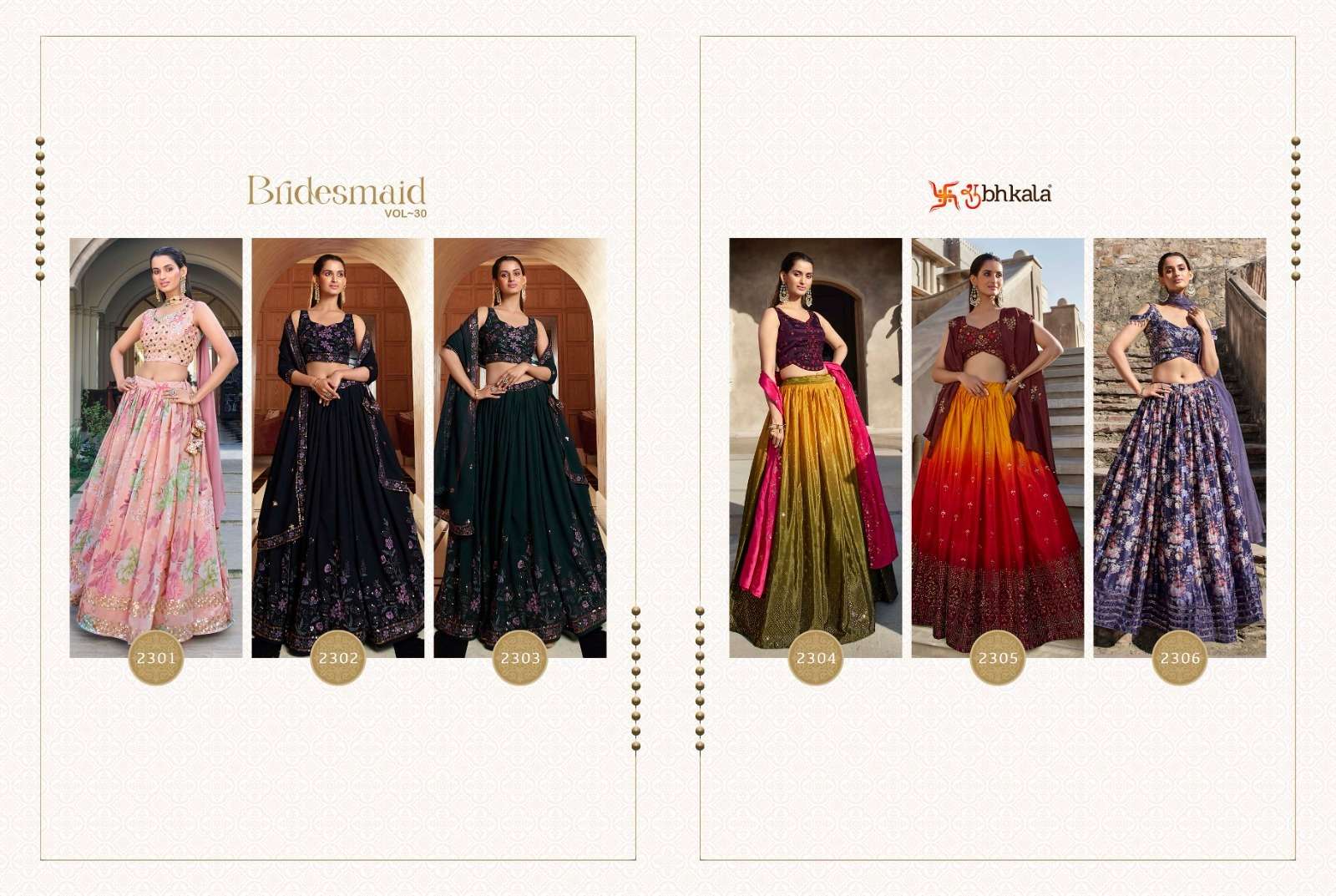 Bridesmaid Vol-30 By Shubhkala 2301 To 2306 Series Bridal Wear Collection Beautiful Stylish Colorful Fancy Party Wear & Occasional Wear Georgette Lehengas At Wholesale Price