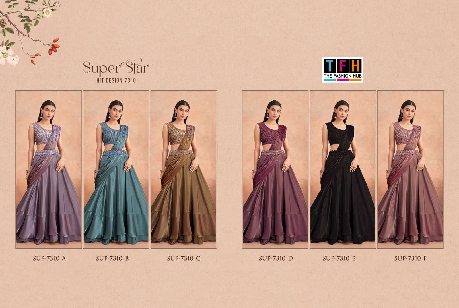 Super Star 7310 Colours By Tfh 7310-A To 7310-F Series Indian Traditional Wear Collection Beautiful Stylish Fancy Colorful Party Wear & Occasional Wear Fancy Sarees At Wholesale Price