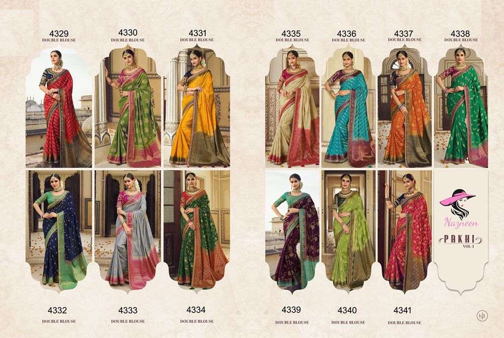 Pakhi Vol-1 By Nazneen 4329 To 4341 Series Indian Traditional Wear Collection Beautiful Stylish Fancy Colorful Party Wear & Occasional Wear Fancy Sarees At Wholesale Price