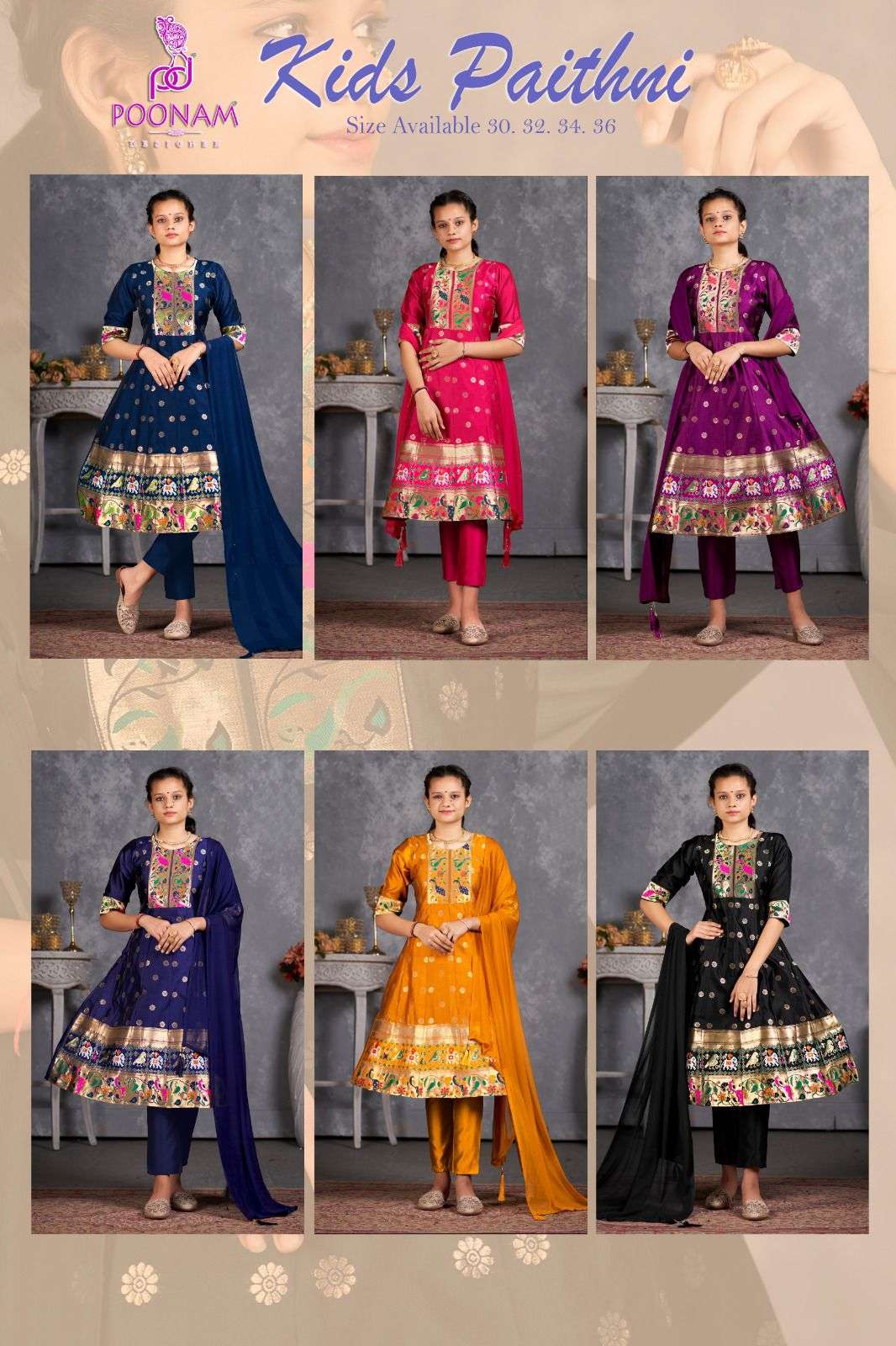 Kids Paithni By Poonam Designer 01 To 06 Series Beautiful Colorful Stylish Fancy Casual Wear & Ethnic Wear & Ready To Wear Pure Tapeta Silk Dresses At Wholesale Price
