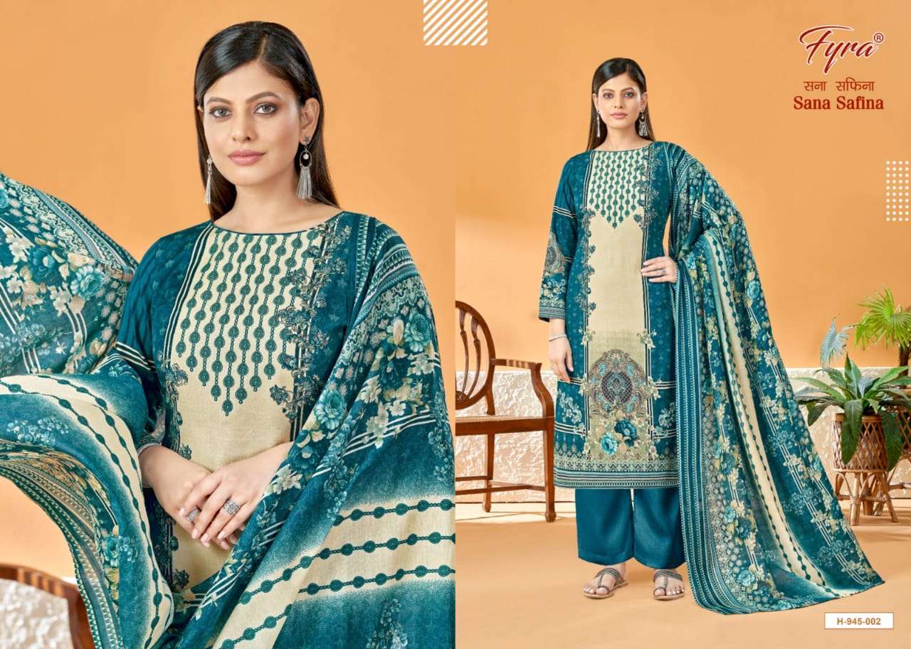 Sana Safina By Fyra 945-001 To 945-010 Series Beautiful Pakistani Suits Colorful Stylish Fancy Casual Wear & Ethnic Wear Soft Cotton Print Dresses At Wholesale Price