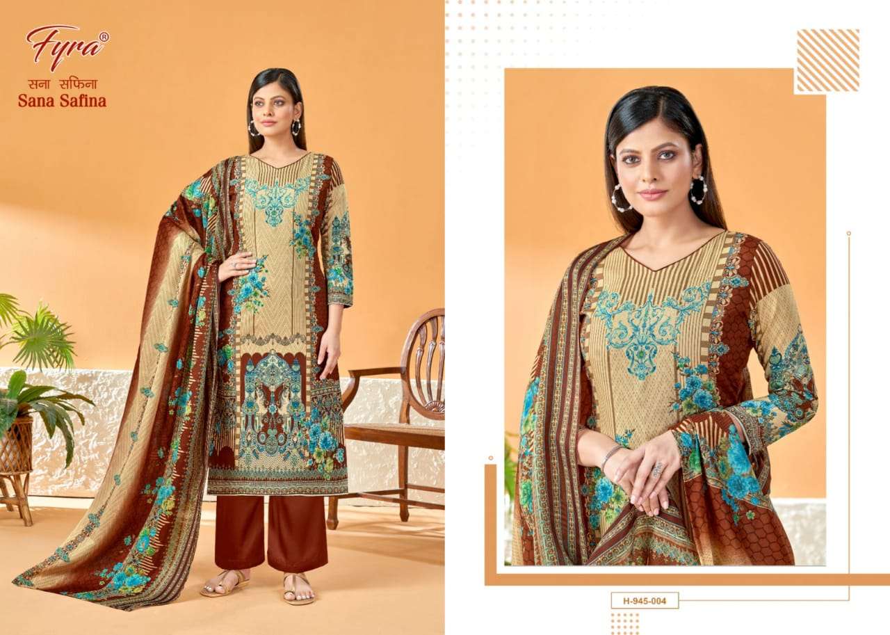 Sana Safina By Fyra 945-001 To 945-010 Series Beautiful Pakistani Suits Colorful Stylish Fancy Casual Wear & Ethnic Wear Soft Cotton Print Dresses At Wholesale Price