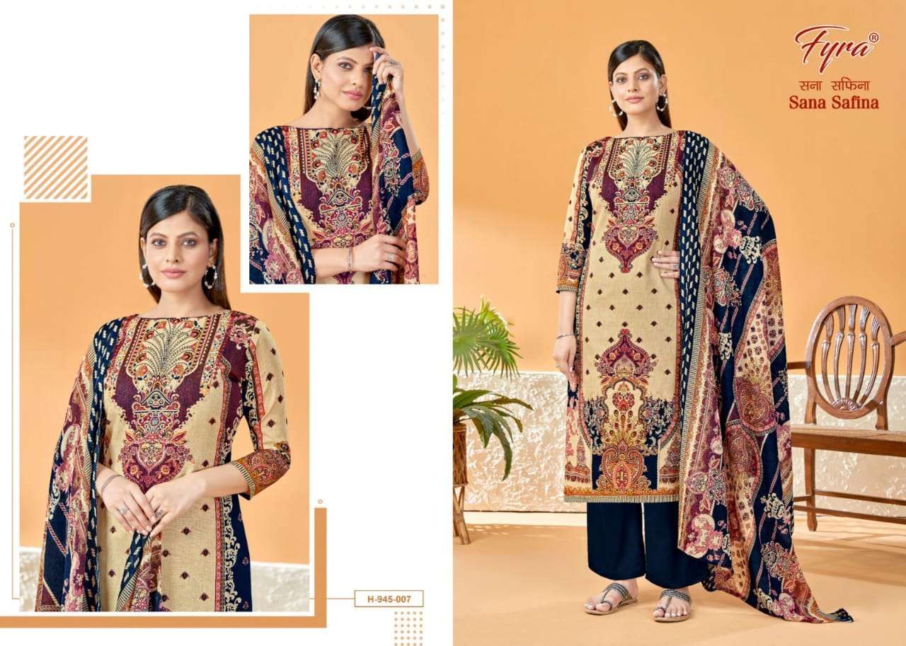 Sana Safina By Fyra 945-001 To 945-010 Series Beautiful Pakistani Suits Colorful Stylish Fancy Casual Wear & Ethnic Wear Soft Cotton Print Dresses At Wholesale Price