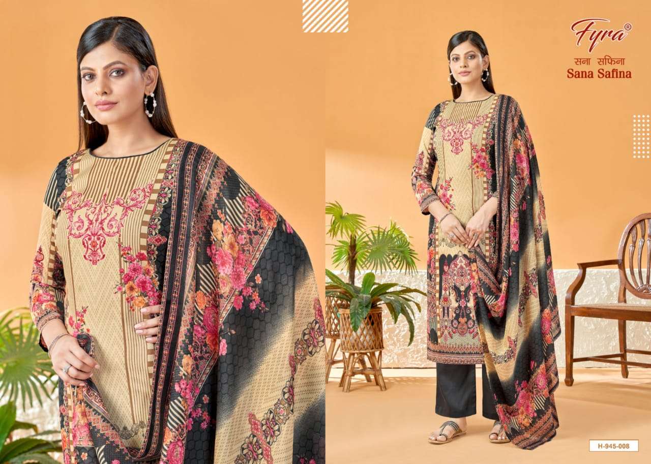 Sana Safina By Fyra 945-001 To 945-010 Series Beautiful Pakistani Suits Colorful Stylish Fancy Casual Wear & Ethnic Wear Soft Cotton Print Dresses At Wholesale Price