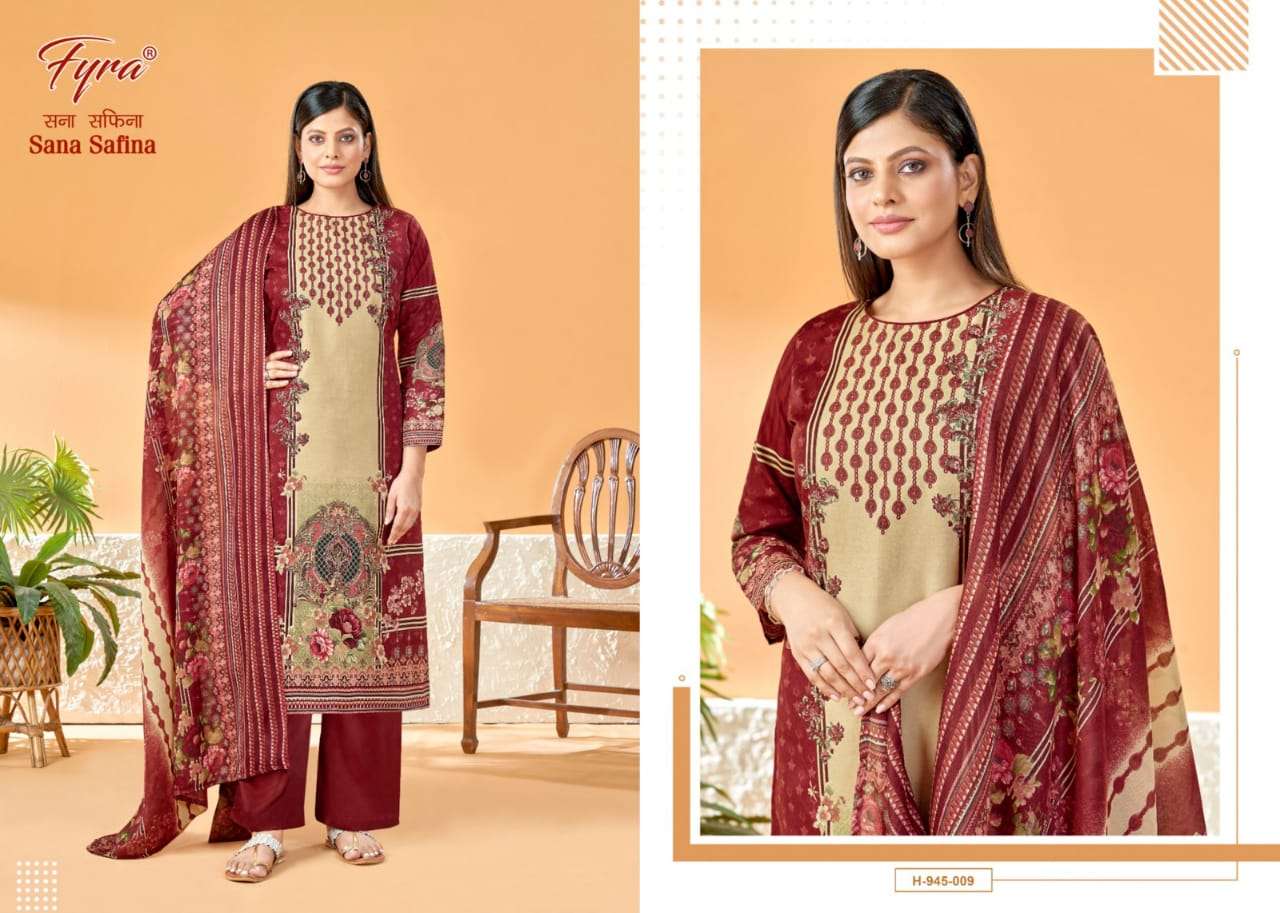 Sana Safina By Fyra 945-001 To 945-010 Series Beautiful Pakistani Suits Colorful Stylish Fancy Casual Wear & Ethnic Wear Soft Cotton Print Dresses At Wholesale Price
