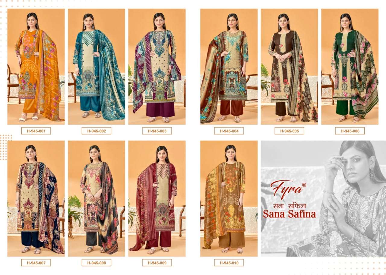 Sana Safina By Fyra 945-001 To 945-010 Series Beautiful Pakistani Suits Colorful Stylish Fancy Casual Wear & Ethnic Wear Soft Cotton Print Dresses At Wholesale Price