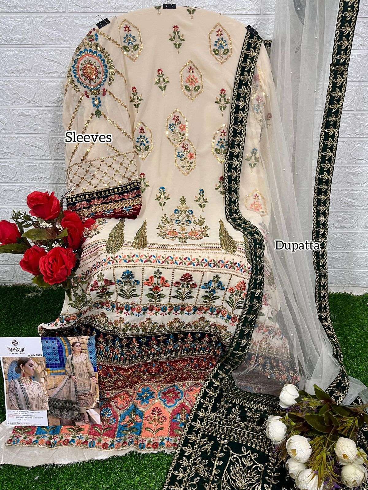 Mahnur Hit Design 10001-A By Mahnur Fashion Designer Pakistani Suits Beautiful Fancy Stylish Colorful Party Wear & Occasional Wear Faux Georgette Embroidery Dresses At Wholesale Price