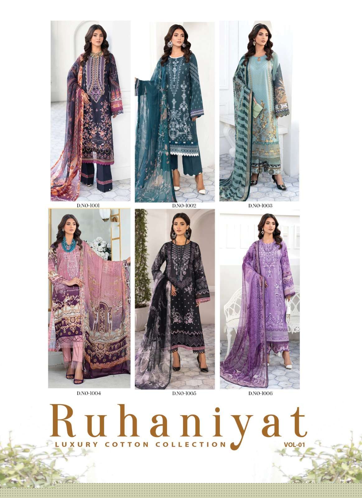 Ruhaniyat Vol-1 By Fashid Wholesale 1001 To 1006 Series Beautiful Stylish Suits Fancy Colorful Casual Wear & Ethnic Wear & Ready To Wear Pure Cotton Printed Dresses At Wholesale Price