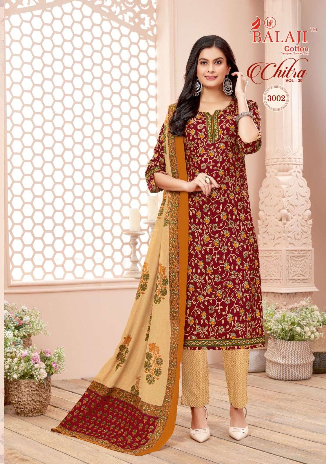 Chitra Vol-30 By Balaji Cotton 3001 To 3012 Series Beautiful Festive Suits Colorful Stylish Fancy Casual Wear & Ethnic Wear Pure Cotton Print Dresses At Wholesale Price