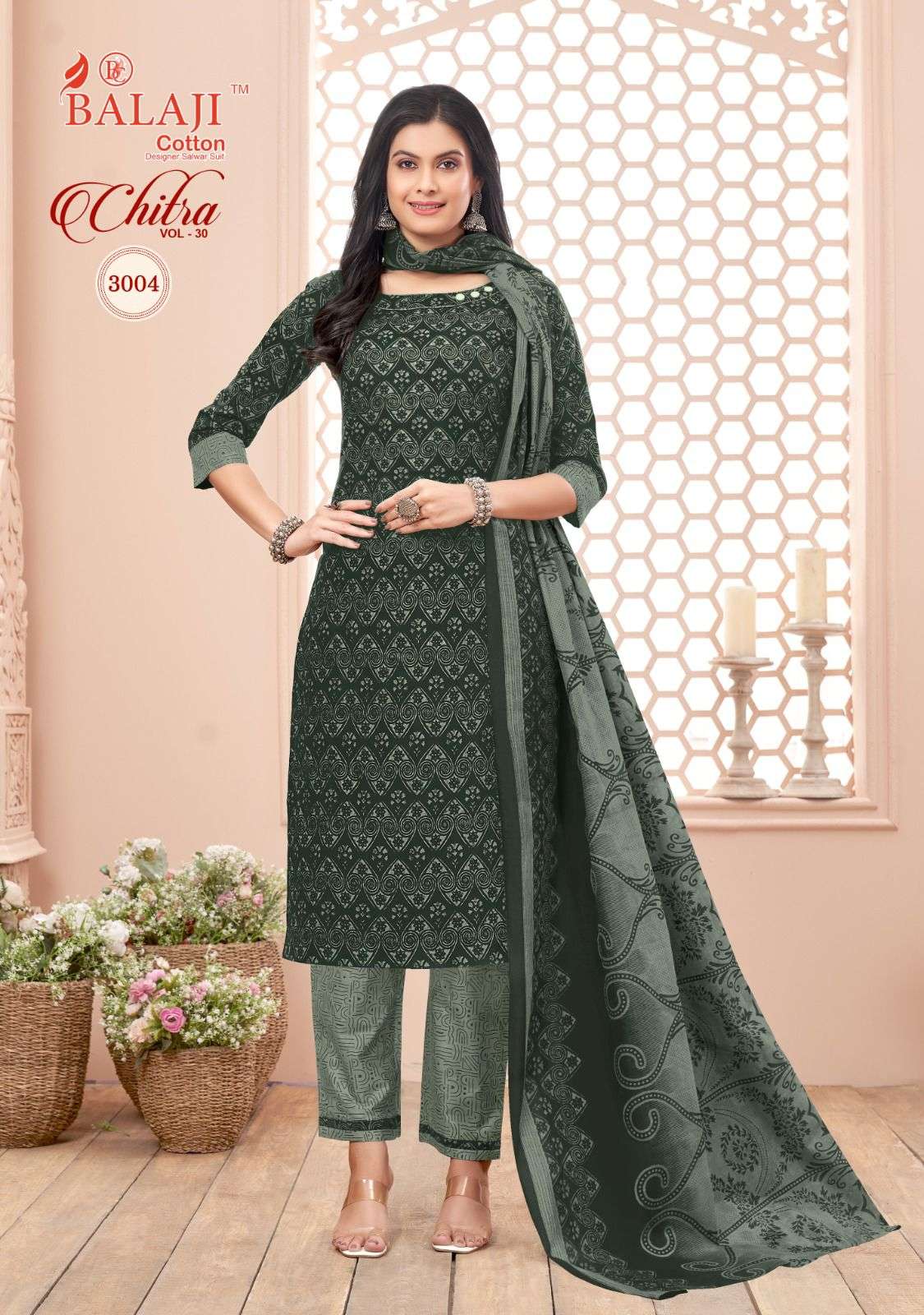 Chitra Vol-30 By Balaji Cotton 3001 To 3012 Series Beautiful Festive Suits Colorful Stylish Fancy Casual Wear & Ethnic Wear Pure Cotton Print Dresses At Wholesale Price