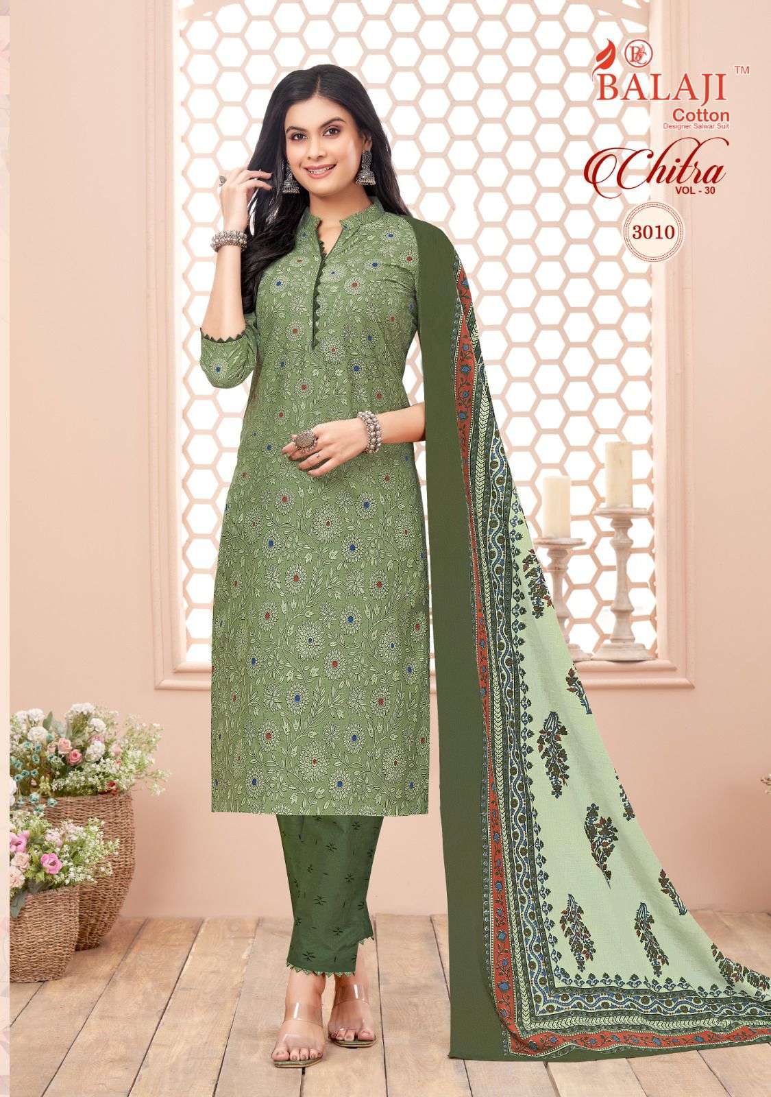 Chitra Vol-30 By Balaji Cotton 3001 To 3012 Series Beautiful Festive Suits Colorful Stylish Fancy Casual Wear & Ethnic Wear Pure Cotton Print Dresses At Wholesale Price