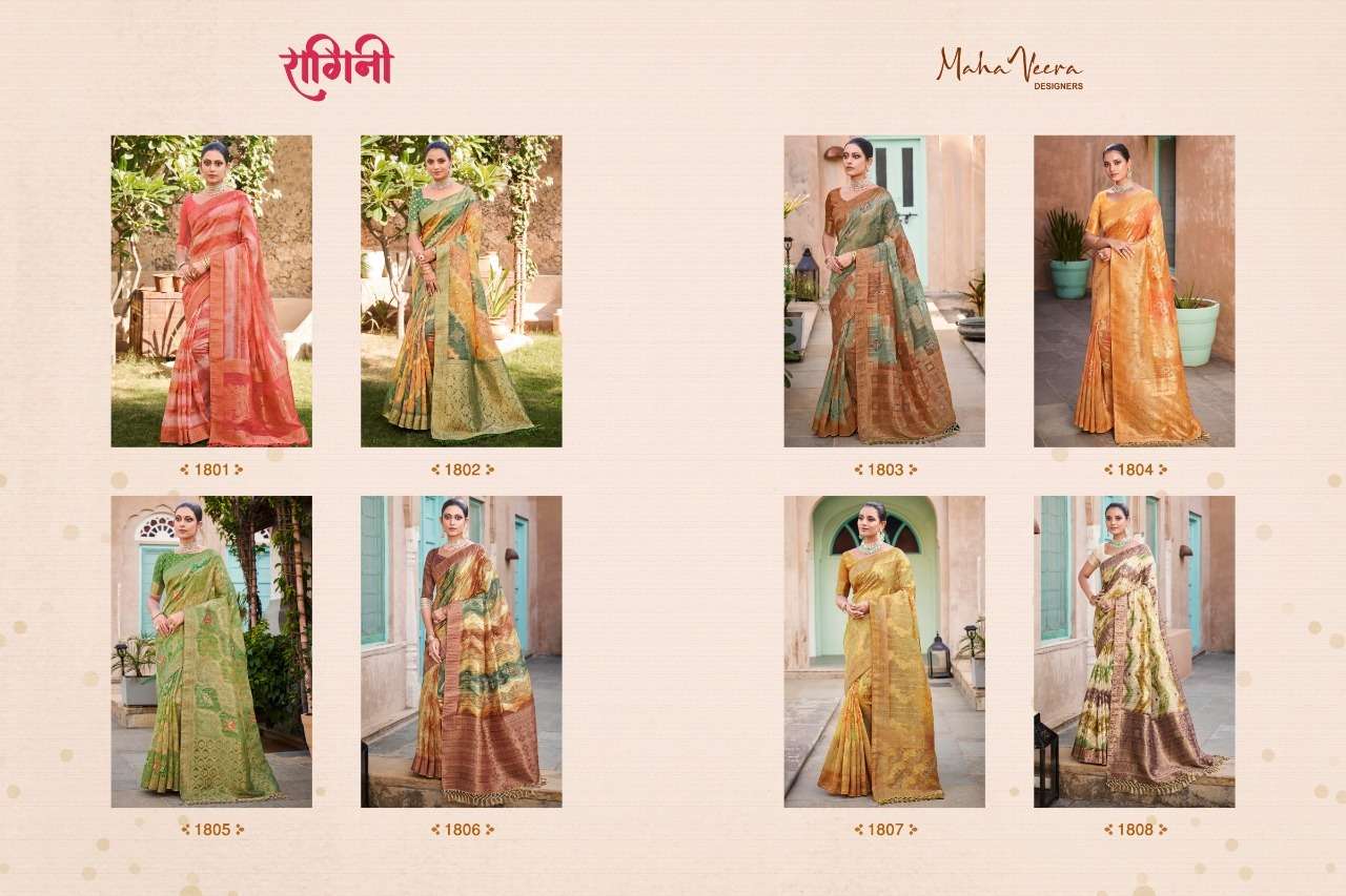 Ragini By Maha Veera Designer 1801 To 1808 Series Indian Traditional Wear Collection Beautiful Stylish Fancy Colorful Party Wear & Occasional Wear Silk Jacquard Sarees At Wholesale Price