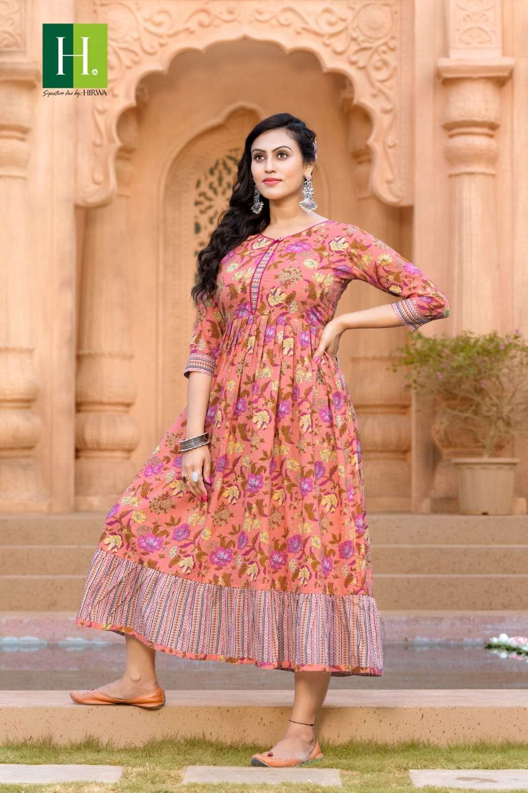 Kalki By Hirwa 101 To 108 Series Beautiful Stylish Fancy Colorful Casual Wear & Ethnic Wear Pure Cambric Cotton Gowns At Wholesale Price