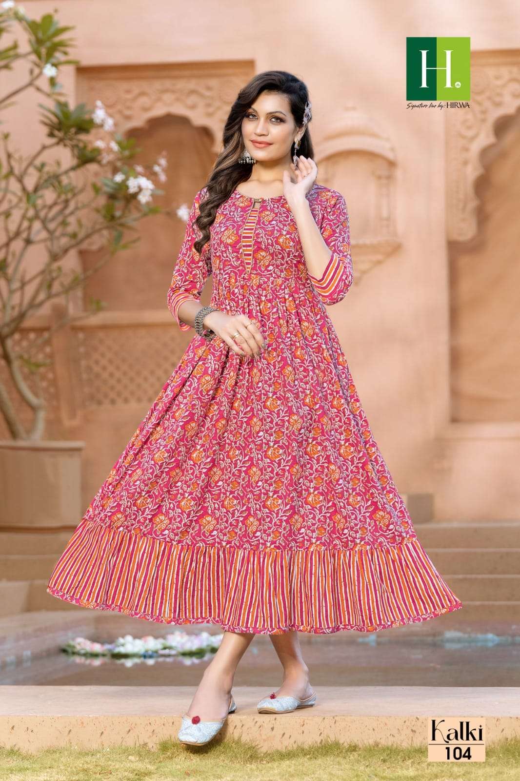 Kalki By Hirwa 101 To 108 Series Beautiful Stylish Fancy Colorful Casual Wear & Ethnic Wear Pure Cambric Cotton Gowns At Wholesale Price