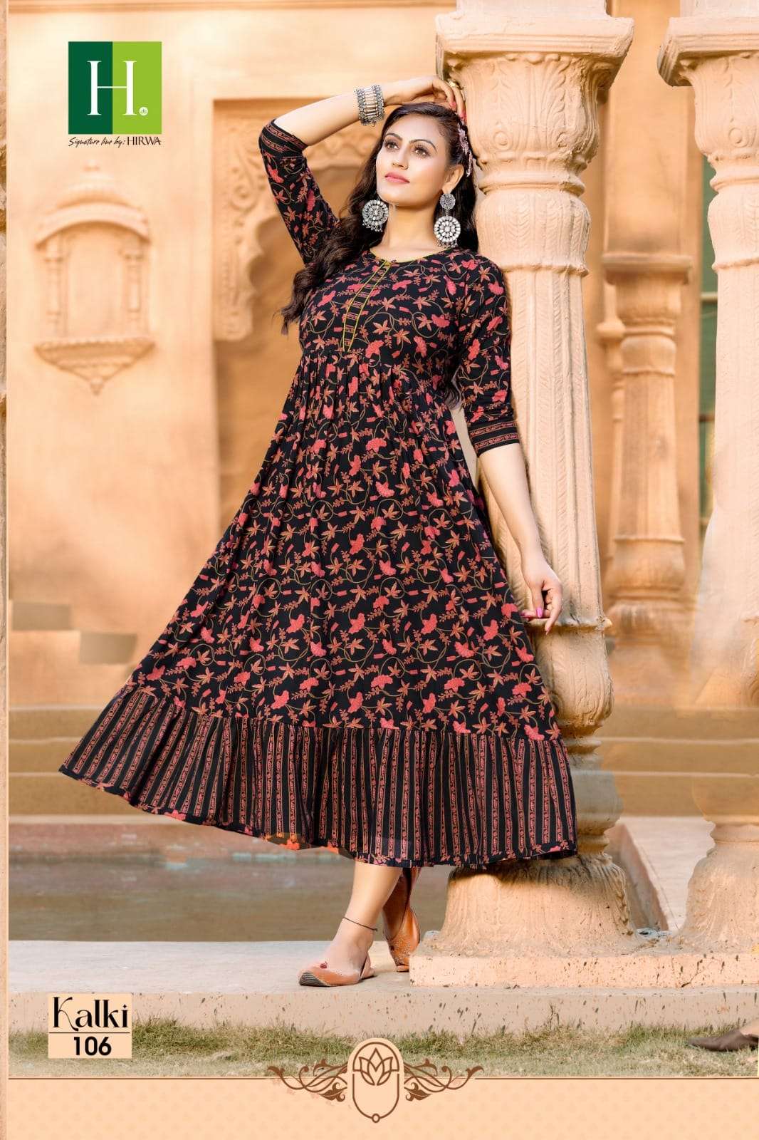 Kalki By Hirwa 101 To 108 Series Beautiful Stylish Fancy Colorful Casual Wear & Ethnic Wear Pure Cambric Cotton Gowns At Wholesale Price