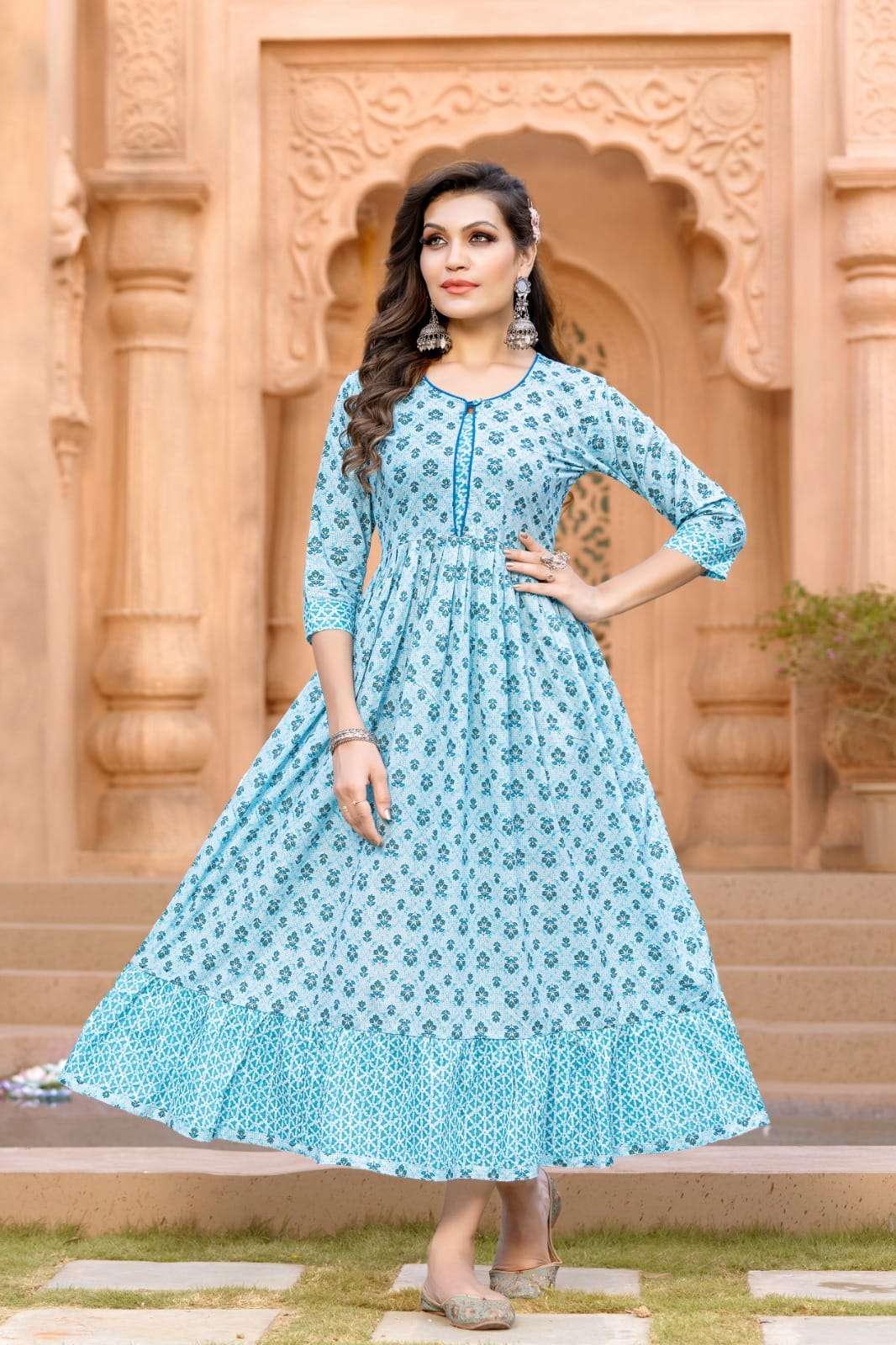 Kalki By Hirwa 101 To 108 Series Beautiful Stylish Fancy Colorful Casual Wear & Ethnic Wear Pure Cambric Cotton Gowns At Wholesale Price